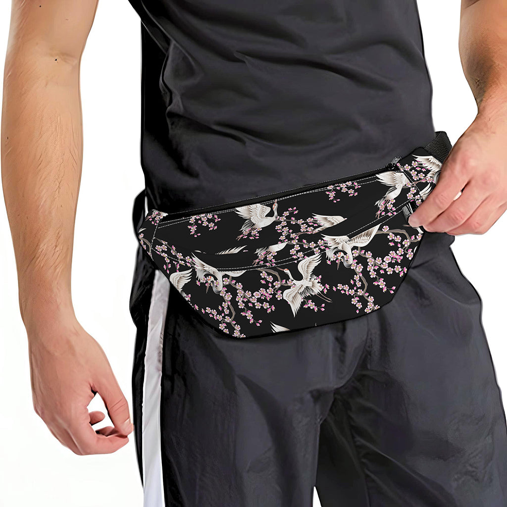 Japanese Crane Bird Pattern Print Fanny Pack