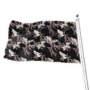 Japanese Crane Bird Pattern Print Flag