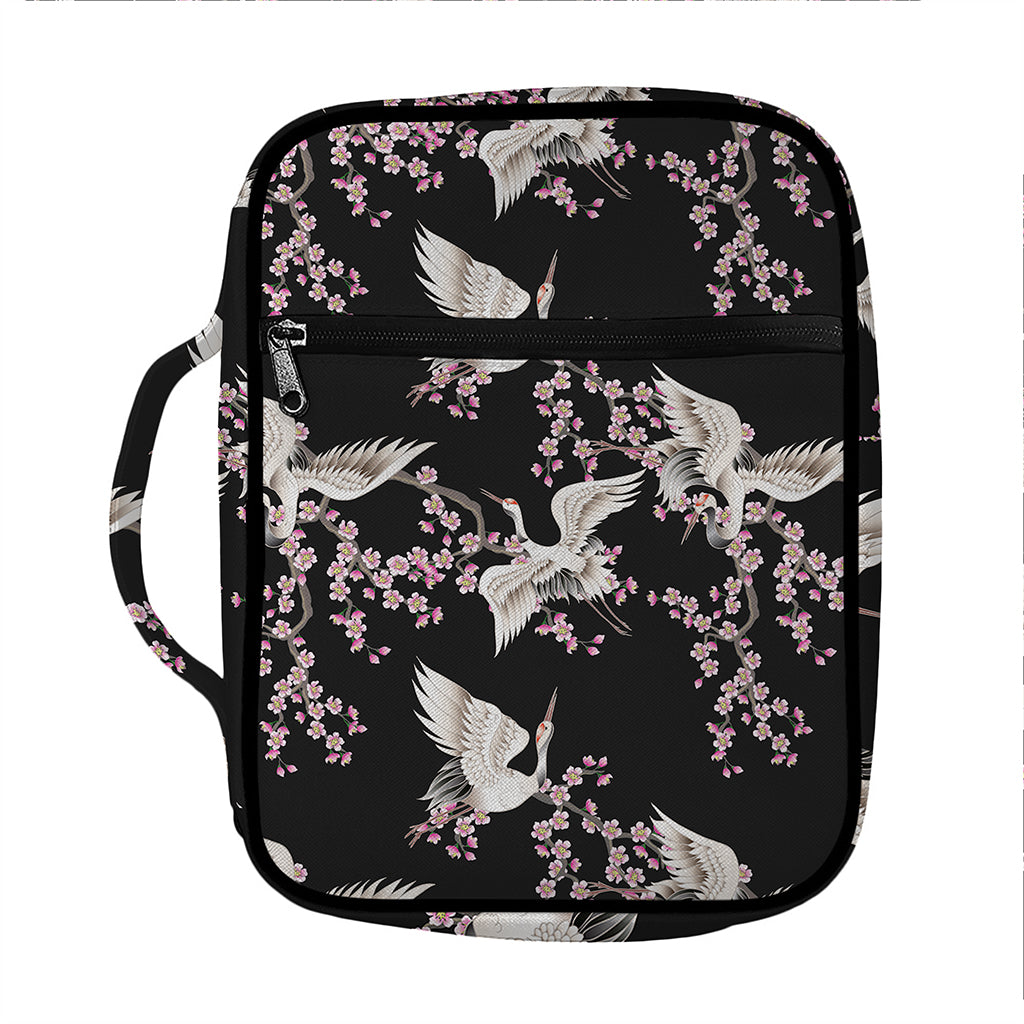Japanese Crane Bird Pattern Print Front Pocket Bible Bag