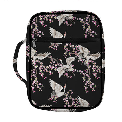 Japanese Crane Bird Pattern Print Front Pocket Bible Bag