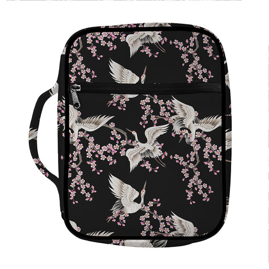 Japanese Crane Bird Pattern Print Front Pocket Bible Bag