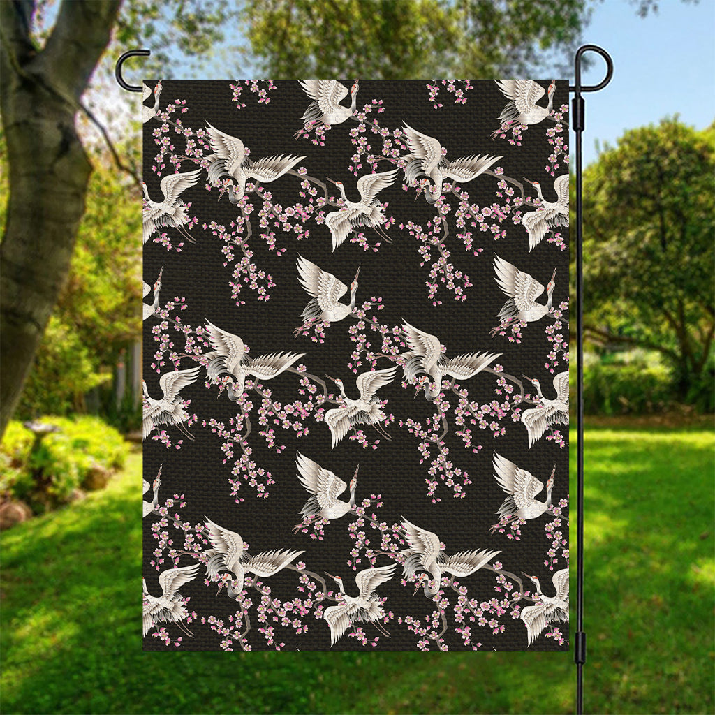 Japanese Crane Bird Pattern Print Garden Flag