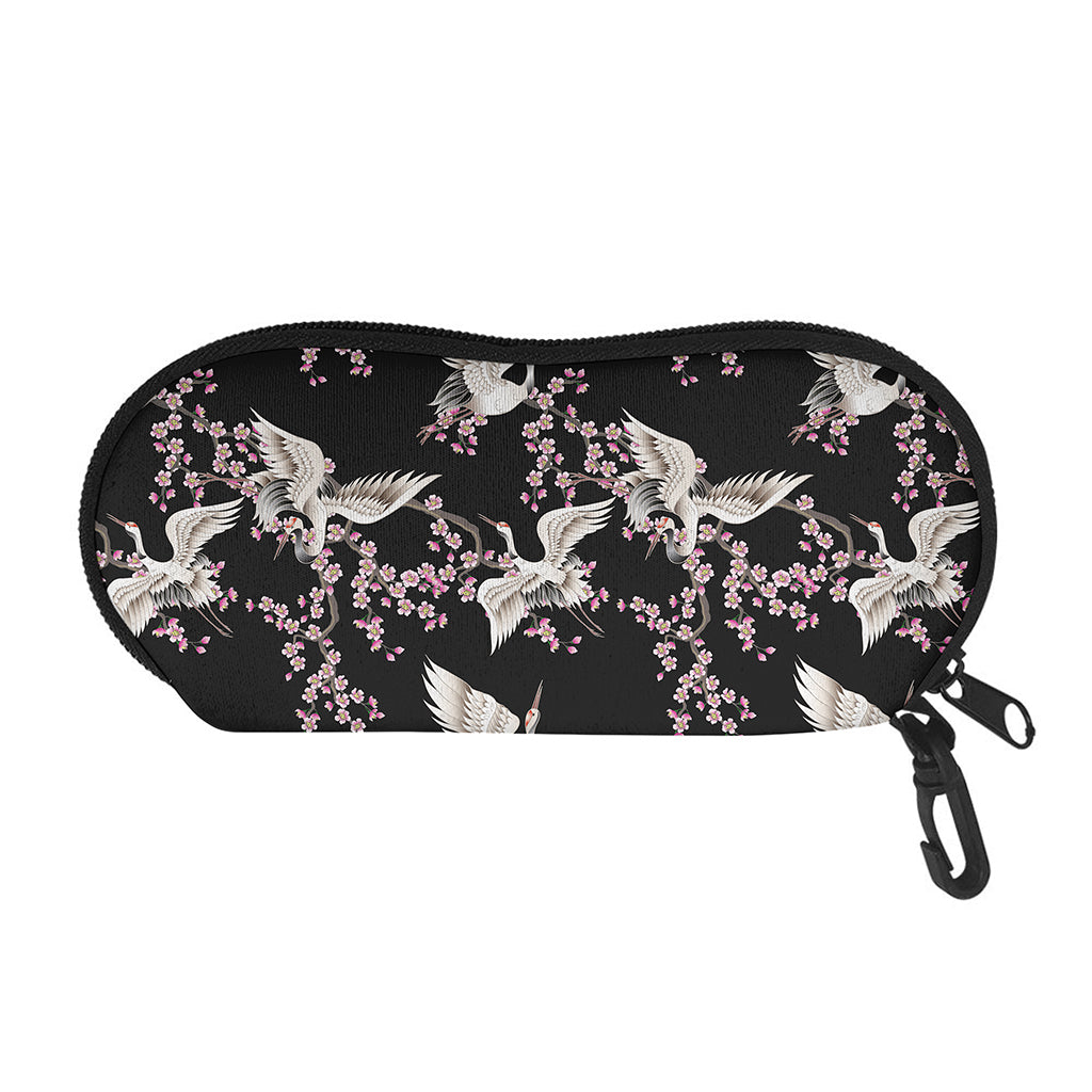 Japanese Crane Bird Pattern Print Glasses Case