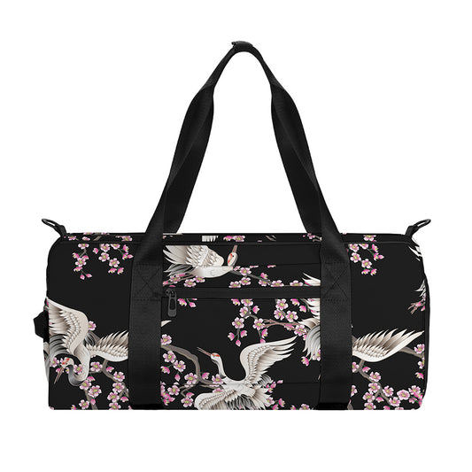 Japanese Crane Bird Pattern Print Gym Bag