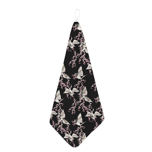 Japanese Crane Bird Pattern Print Hand Towel