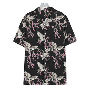 Japanese Crane Bird Pattern Print Hawaiian Shirt