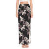 Japanese Crane Bird Pattern Print High Slit Maxi Skirt