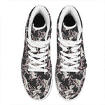 Japanese Crane Bird Pattern Print High Top Leather Sneakers