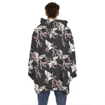 Japanese Crane Bird Pattern Print Hoodie Blanket