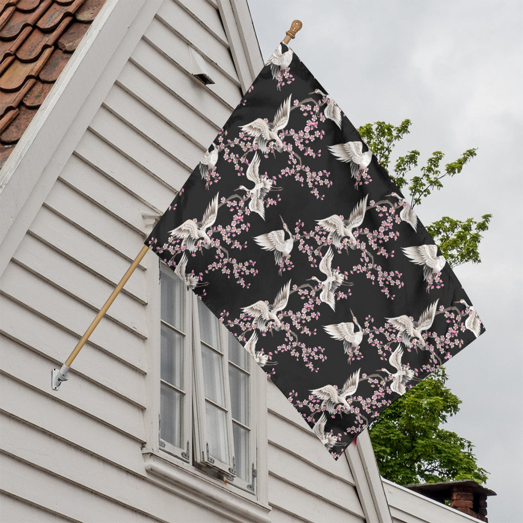 Japanese Crane Bird Pattern Print House Flag