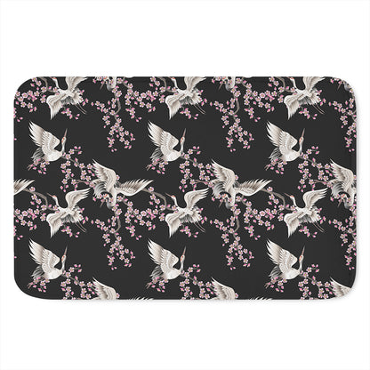 Japanese Crane Bird Pattern Print Indoor Door Mat