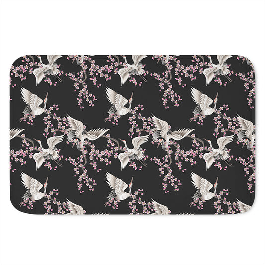 Japanese Crane Bird Pattern Print Indoor Door Mat