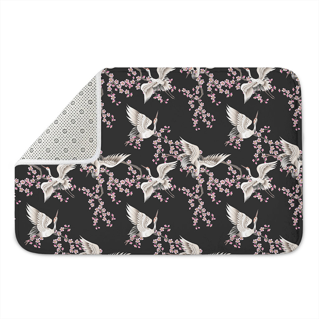 Japanese Crane Bird Pattern Print Indoor Door Mat