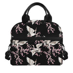 Japanese Crane Bird Pattern Print Insulated Lunch Bag