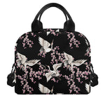 Japanese Crane Bird Pattern Print Insulated Lunch Bag