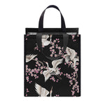 Japanese Crane Bird Pattern Print Insulated Lunch Tote