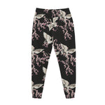 Japanese Crane Bird Pattern Print Jogger Pants