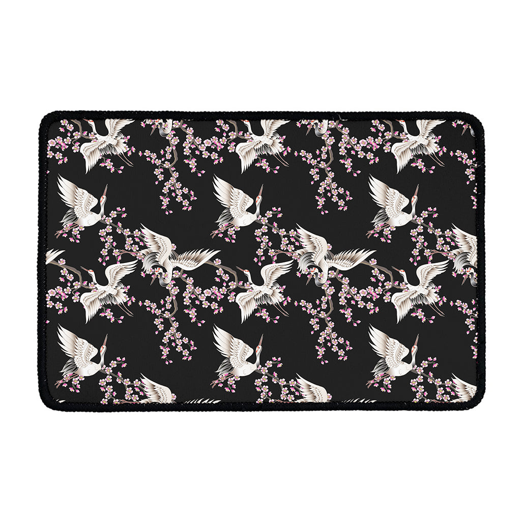 Japanese Crane Bird Pattern Print Kitchen Mat