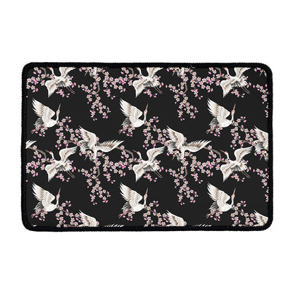Japanese Crane Bird Pattern Print Kitchen Mat