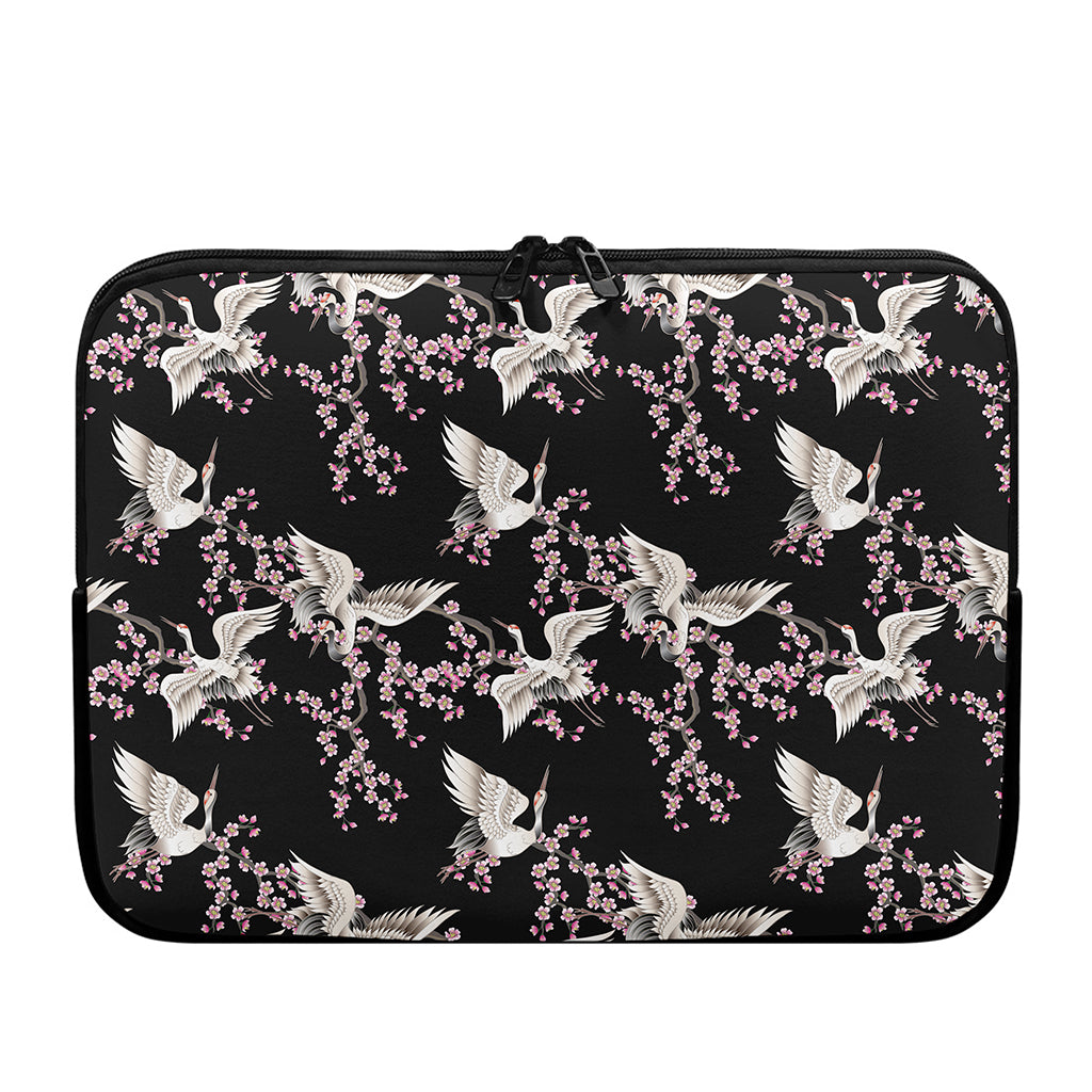 Japanese Crane Bird Pattern Print Laptop Sleeve