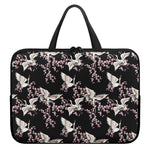Japanese Crane Bird Pattern Print Laptop Sleeve With Handle