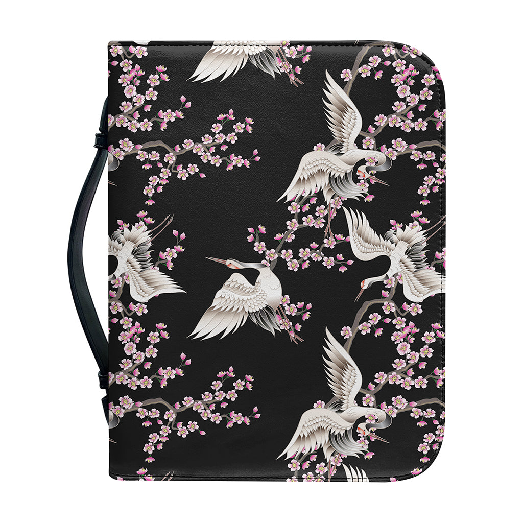 Japanese Crane Bird Pattern Print Leather Bible Cover
