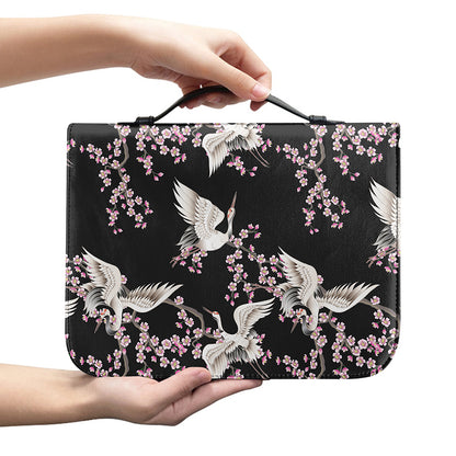 Japanese Crane Bird Pattern Print Leather Bible Cover