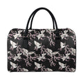 Japanese Crane Bird Pattern Print Leather Duffel Bag