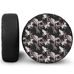 Japanese Crane Bird Pattern Print Leather Spare Tire Cover