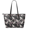 Japanese Crane Bird Pattern Print Leather Tote Bag