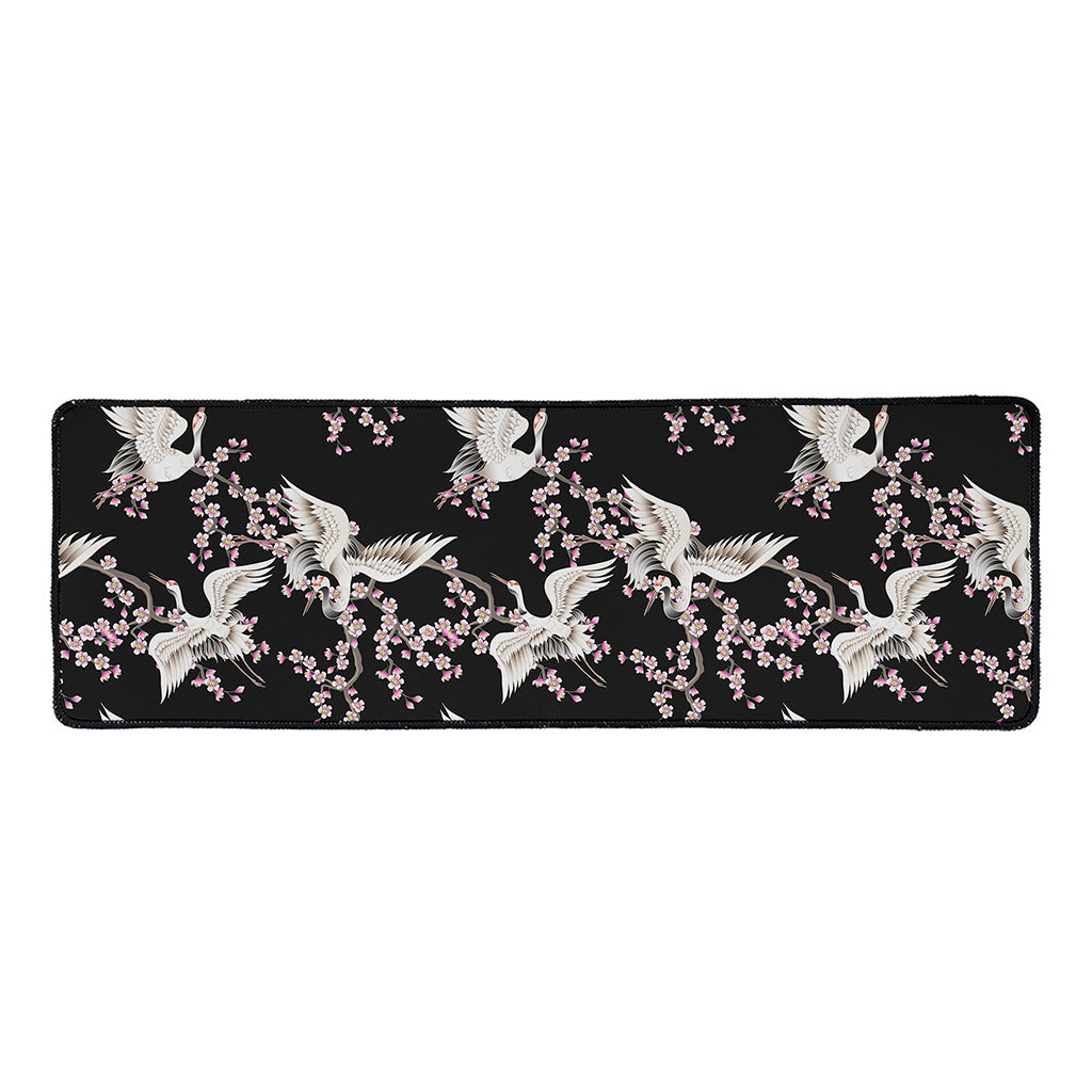 Japanese Crane Bird Pattern Print Long Kitchen Mat