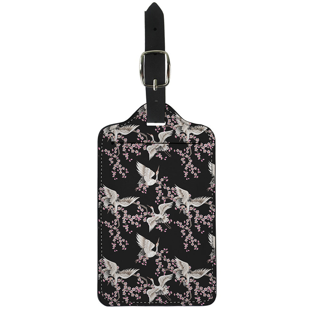 Japanese Crane Bird Pattern Print Luggage Tag