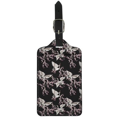 Japanese Crane Bird Pattern Print Luggage Tag