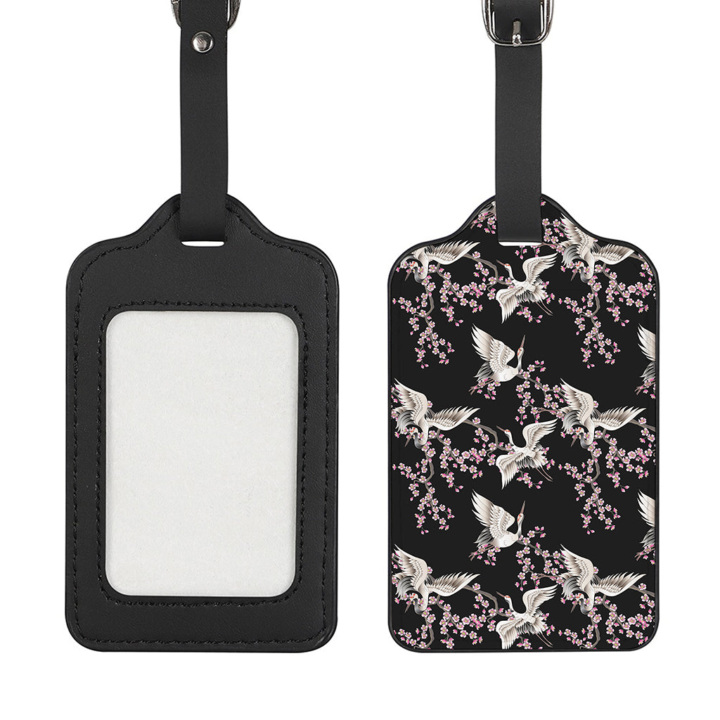 Japanese Crane Bird Pattern Print Luggage Tag
