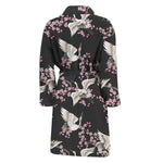 Japanese Crane Bird Pattern Print Men's Bathrobe