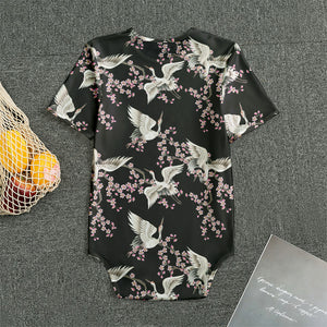 Japanese Crane Bird Pattern Print Men's Bodysuit