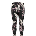 Japanese Crane Bird Pattern Print Men's Leggings