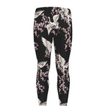 Japanese Crane Bird Pattern Print Men's leggings