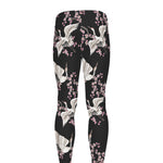 Japanese Crane Bird Pattern Print Men's leggings