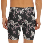 Japanese Crane Bird Pattern Print Men's Long Boxer Briefs