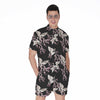 Japanese Crane Bird Pattern Print Men's Rompers