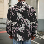 Japanese Crane Bird Pattern Print Men's Shirt Jacket