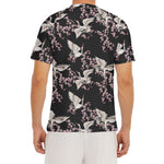 Japanese Crane Bird Pattern Print Men's Short Sleeve Rash Guard