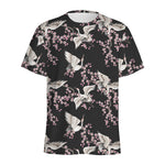 Japanese Crane Bird Pattern Print Men's Sports T-Shirt