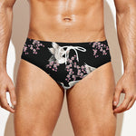 Japanese Crane Bird Pattern Print Men's Swim Briefs