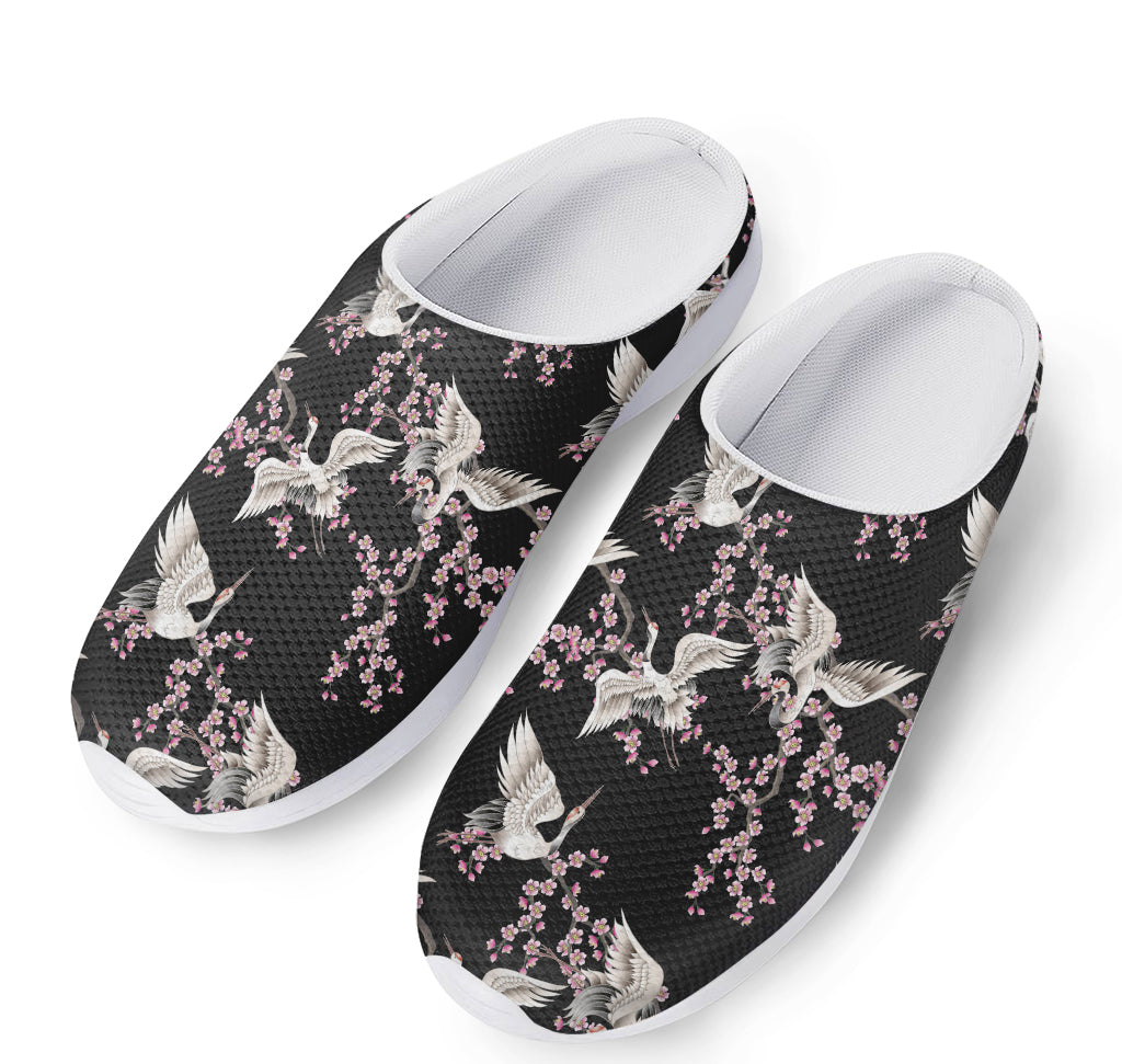 Japanese Crane Bird Pattern Print Mesh Casual Shoes