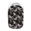 Japanese Crane Bird Pattern Print Mesh Laundry Hamper