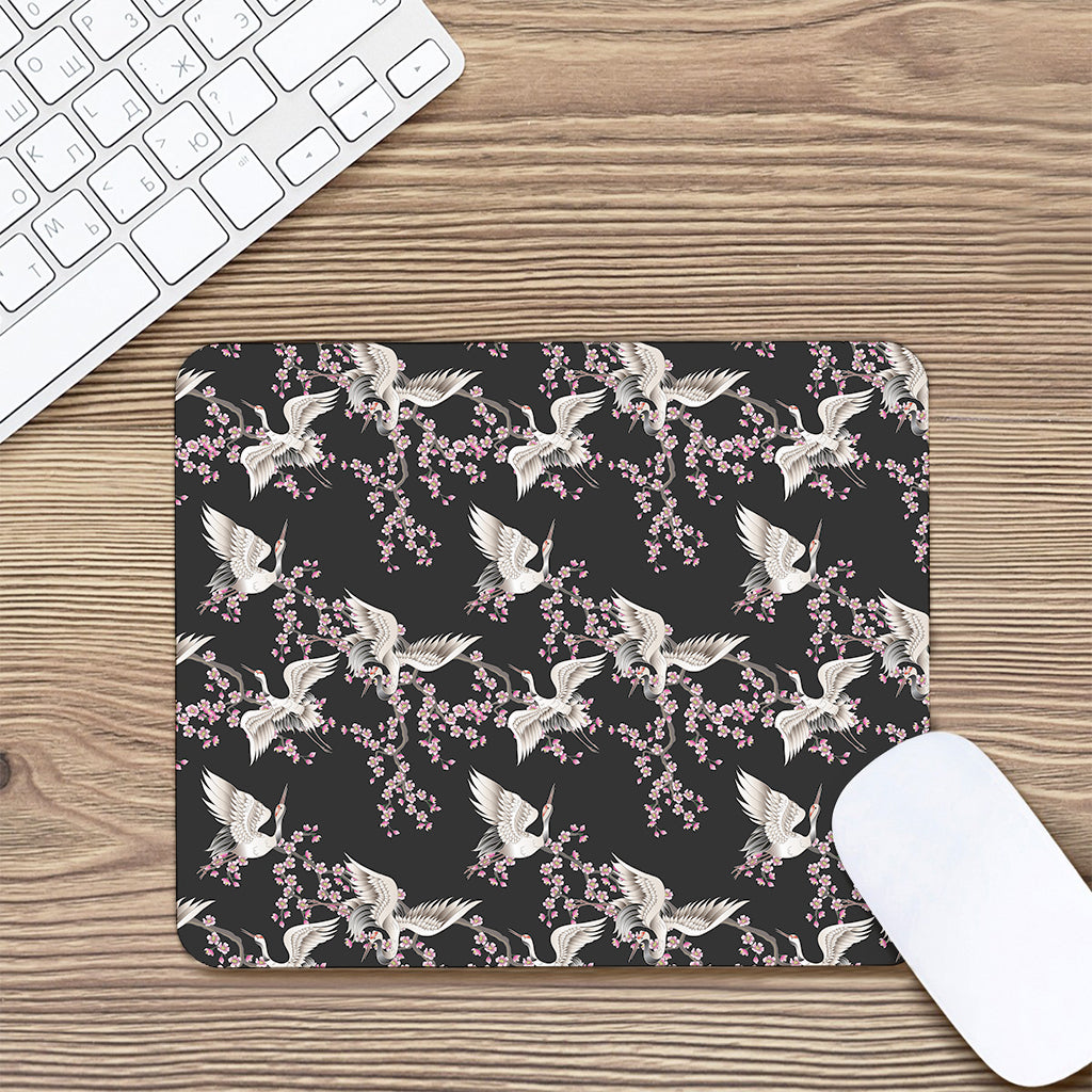 Japanese Crane Bird Pattern Print Mouse Pad