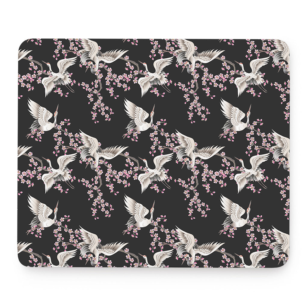 Japanese Crane Bird Pattern Print Mouse Pad