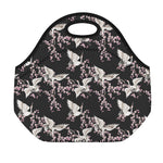 Japanese Crane Bird Pattern Print Neoprene Lunch Bag